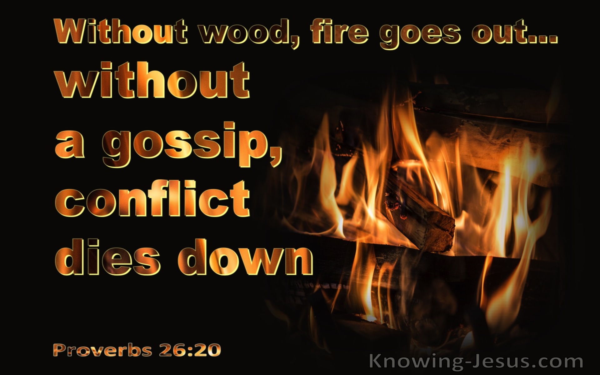 Proverbs 26:20 Without Wood, Fire Goes Out Without A Gossip, Conflict Dies Down (black)